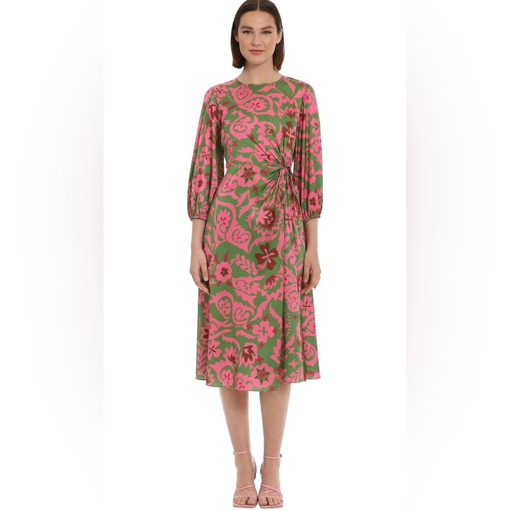 Donna Morgan Women's Side Twist Detail Dress Olive Green Deep Rust - Picture 4 of 6